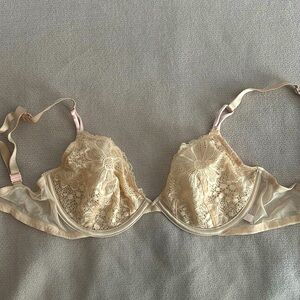 Nude color lace bra